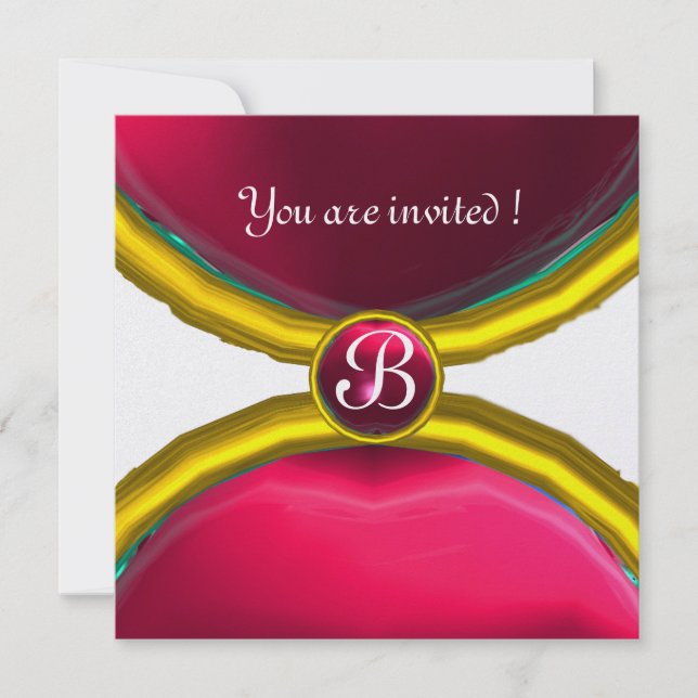 MAGIC RINGS ,MONOGRAM gem pink ice Invitation (Front)