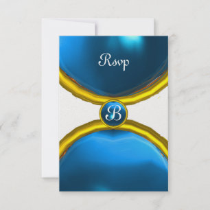 MAGIC RINGS ,MONOGRAM rsvp gem blue ice Invitation
