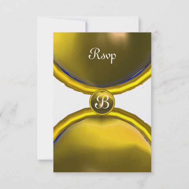 MAGIC RINGS ,MONOGRAM rsvp gem yellow ice Invitation (Front)
