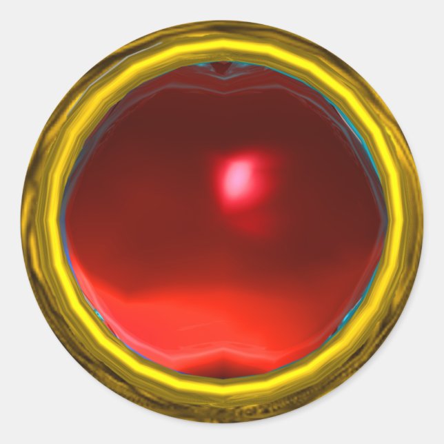 MAGIC RUBY , bright vibrant red yellow Classic Round Sticker (Front)