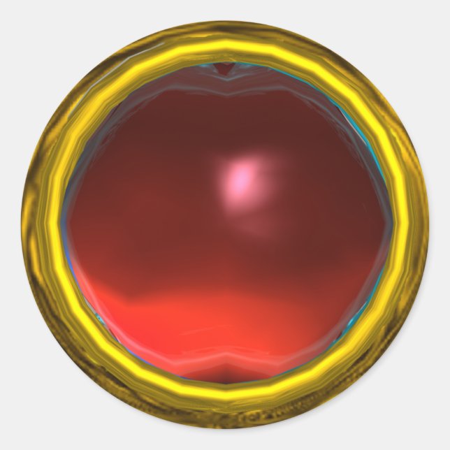 MAGIC RUBY , bright vibrant red yellow Classic Round Sticker (Front)