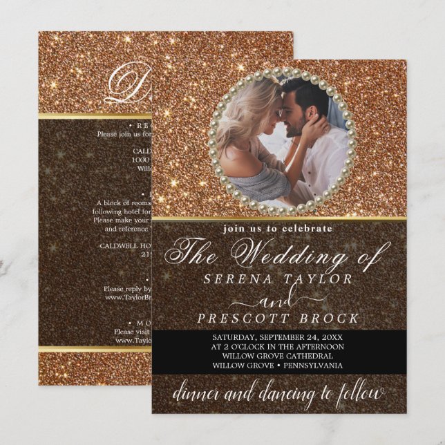 Magic Sand Sparkly Custom Photo Wedding Invitation (Front/Back)