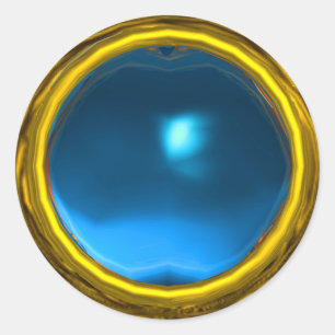 MAGIC SAPPHIRE , bright vibrant yellow blue Classic Round Sticker