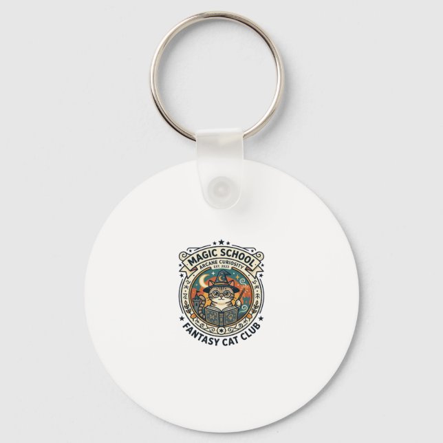 Magic School Fantasy Cat Cute Kitty Design - Magic Key Ring (Front)