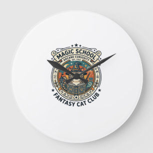 Magic School Fantasy Cat Cute Kitty Design - Magic Large Clock