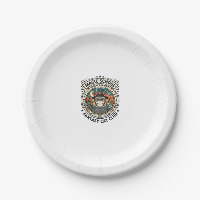 Magic School Fantasy Cat Cute Kitty Design - Magic Paper Plate (Front)