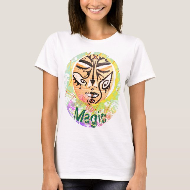 Magic Shaman Face Mage Enchantress Art T-Shirt (Front)