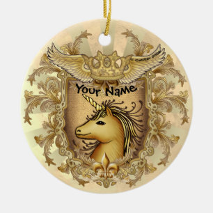 Magic Shield Unicorn Ceramic Ornament