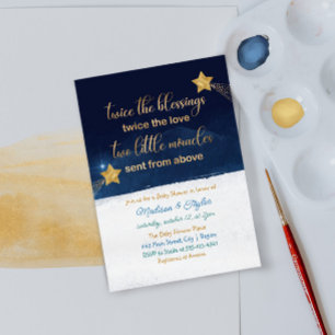 Magic Shooting Star Twin Baby Shower Invitation