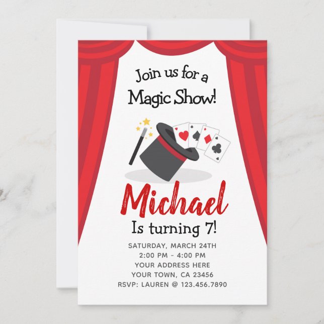 Magic Show Birthday Invitation (Front)