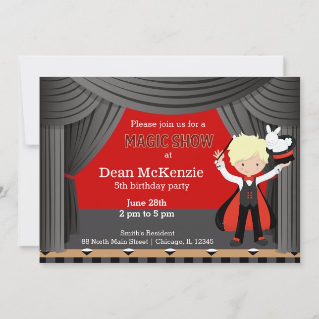 Magic Show birthday party Invitation (Front)