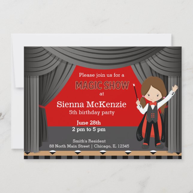 Magic Show birthday party Invitation (Front)