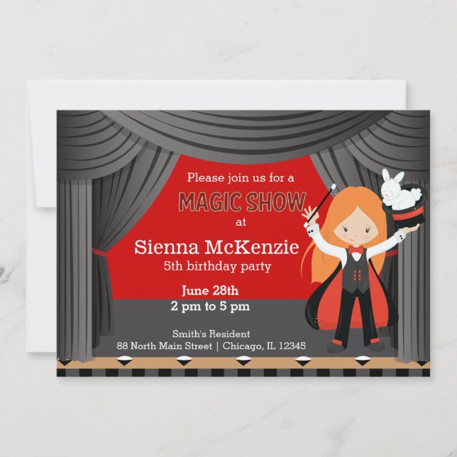 Magic Show birthday party Invitation (Front)