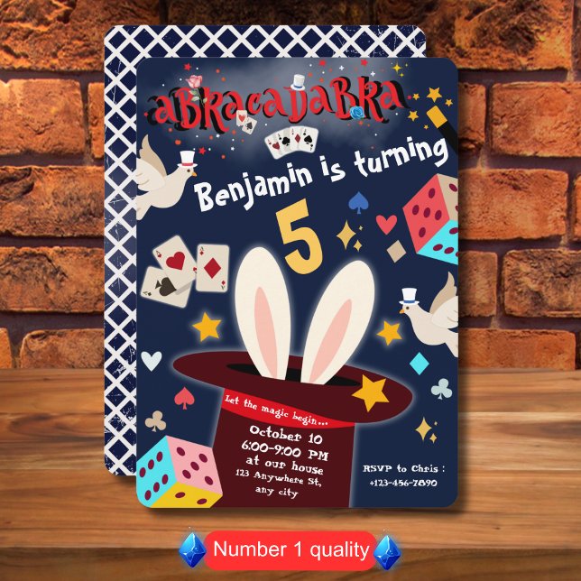 Magic Show Birthday Party Invitation For Kids  (Creator Uploaded)