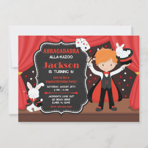 Magic Show Boy Magician Birthday Party Invitation