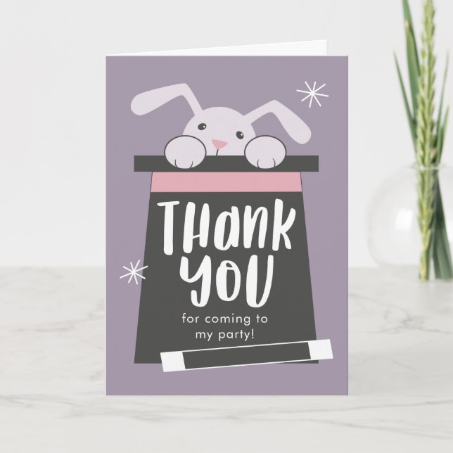 Magic Show Bunny Birthday Party Thank You Card (Front)