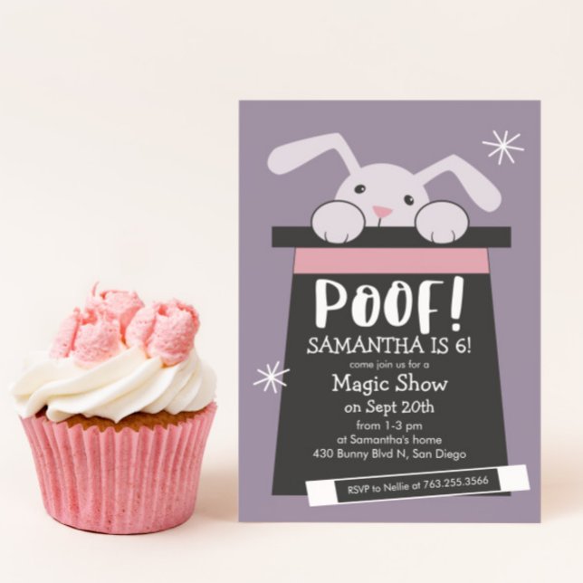 Magic Show Bunny Rabbit Birthday Party Invitation (Creator Uploaded)
