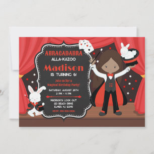 Magic Show Girl Magician Birthday Party Invitation