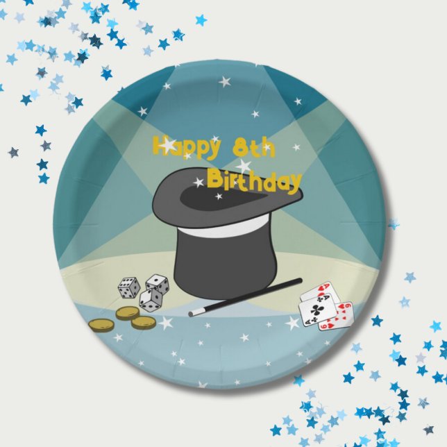 Magic Show Happy 8th Birthday Kids Party Paper Plate (Magic Show Happy 8th Birthday Kids Party Paper Plates)