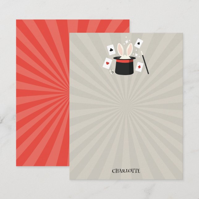Magic Show Magician Kids Birthday Custom Name Card (Front/Back)
