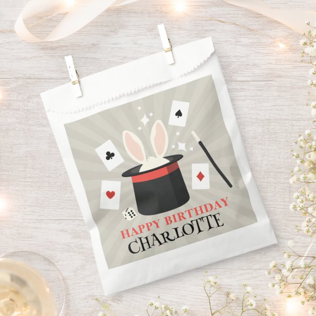 Magic Show Magician Kids Birthday Custom Name Favour Bag (Clipped)
