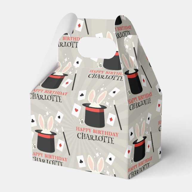 Magic Show Magician Kids Birthday Custom Name Favour Box (Front Side)