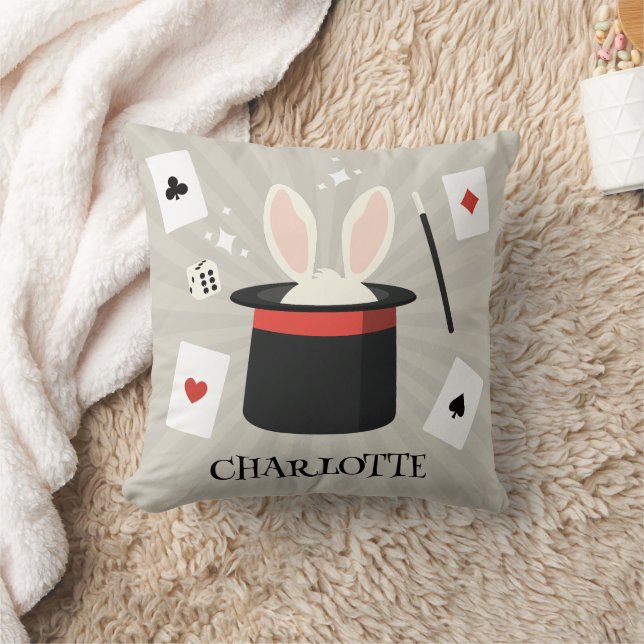 Magic Show Magician Kids Custom Name Cushion (Blanket)