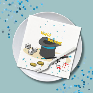 Magic Show Stary Blue Happy Birthday Kids Party Napkin