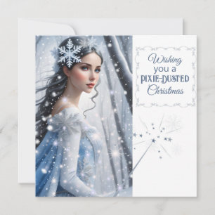 Magic Snow Fairy Christmas Flat Holiday Card