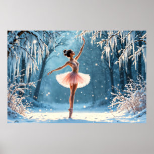 Magic snowfall ballerina winter poise art poster