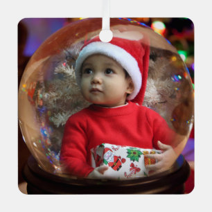 Magic Snowglobe Illusion Holiday 2 Photo Vignette Metal Tree Decoration