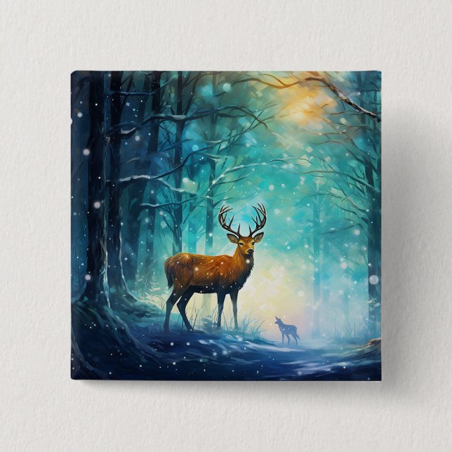 Magic Snowy Forest Art-82109 15 Cm Square Badge (Front)