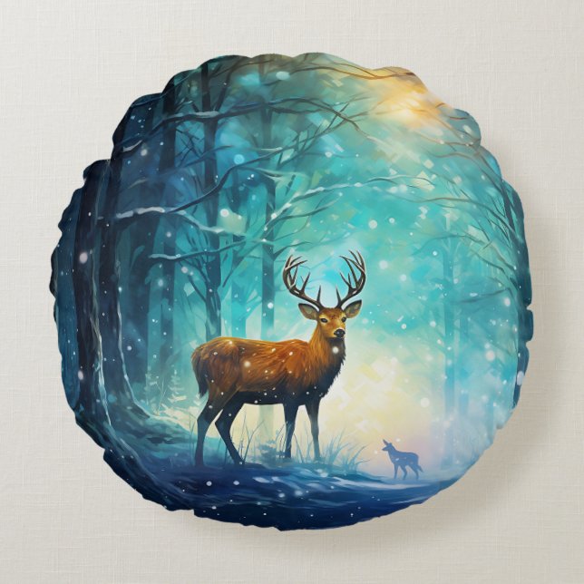 Magic Snowy Forest Art-82109 Round Cushion (Front)