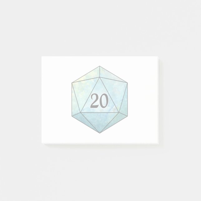 Magic sparkly d20 dice post-it notes (Front)