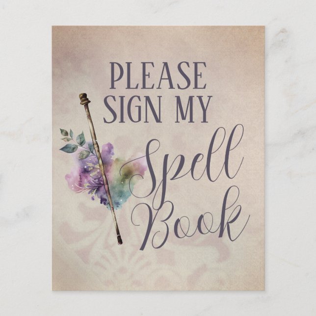 Magic Spell Book Girl Wizard Birthday Sign (Front)