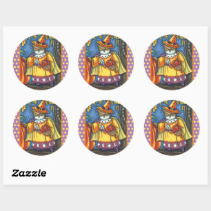 MAGIC SPELLS AND HALLOWEEN HOOTS, OWL WIZARD CLASSIC ROUND STICKER