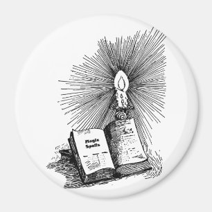 Magic Spells Book Candle Witchcraft art Magnet