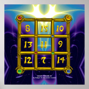 MAGIC SQUARE 33 ,Blue Purple Poster