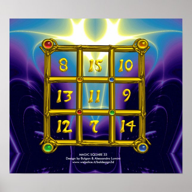 MAGIC SQUARE 33 ,Blue Purple Poster (Front)