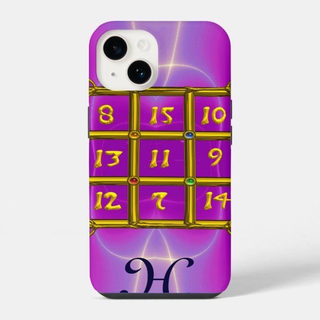 MAGIC SQUARE 33 MONOGRAM Pink Fuchsia, Purple iPhone Case (Back)