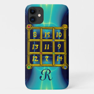 MAGIC SQUARE 33 MONOGRAM Teal, Aqua Blue Turquase iPhone 11 Case