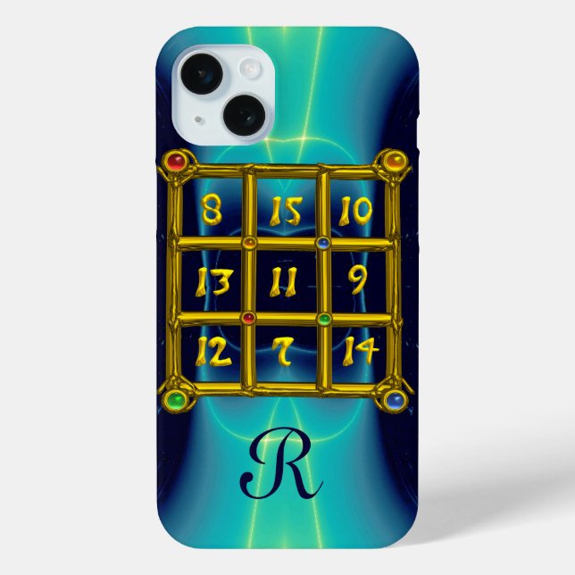 MAGIC SQUARE 33 MONOGRAM  Teal, Aqua Blue Turquase Case-Mate iPhone Case (Back)