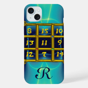 MAGIC SQUARE 33 MONOGRAM Teal, Aqua Blue Turquase iPhone 15 Plus Case