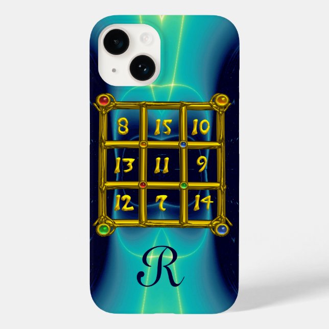 MAGIC SQUARE 33 MONOGRAM  Teal,Aqua Blue Turquoise Case-Mate iPhone Case (Back)