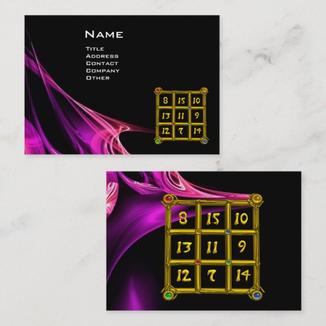 MAGIC SQUARE 33 Pink Purple Black Fractal Waves Business Card (Front/Back)