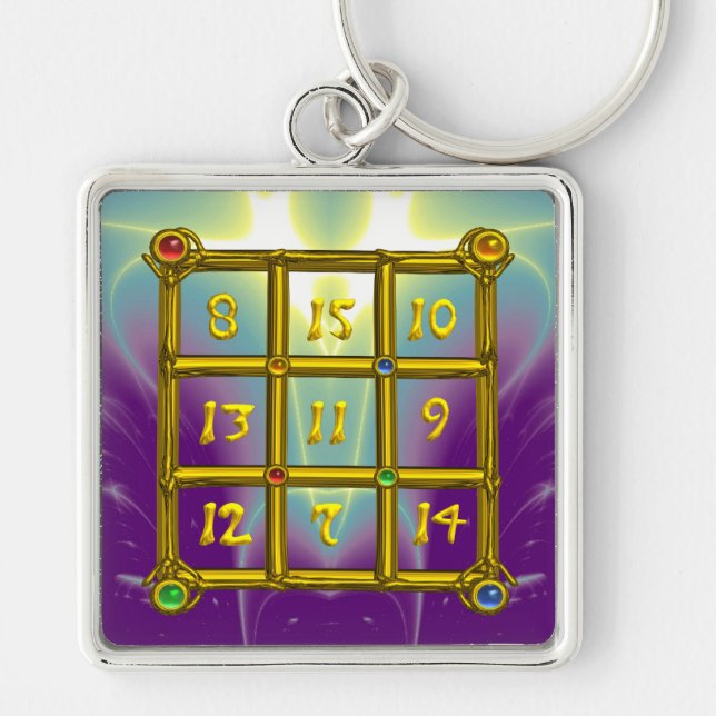 MAGIC SQUARE 33 , Pink Violet Purple Blue Key Ring (Front)