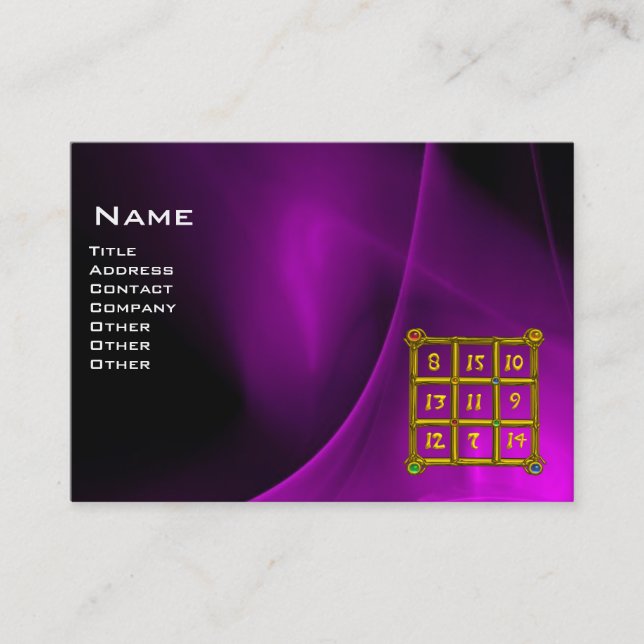 MAGIC SQUARE 33 Purple Black Fractal Waves Business Card (Front)