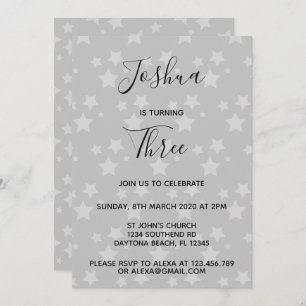 Magic Star birthday invitation Gray