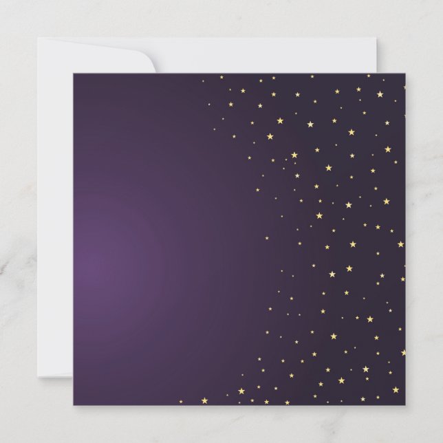 Magic stars blank template purple invitation (Front)