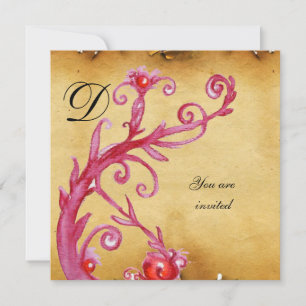 MAGIC SWIRL MONOGRAM parchment vibrant bright Invitation
